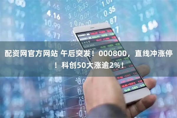 配资网官方网站 午后突发！000800，直线冲涨停！科创50大涨逾2%！